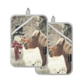 thumbnail image 1 of A Snowman with A Horse Square Insulation Pads 2 Piece Heat Resistant 338 Degrees F Oven Mitts for Kitchen Table BBQ Microwave and Other Cooking Occasions, 1 of 7