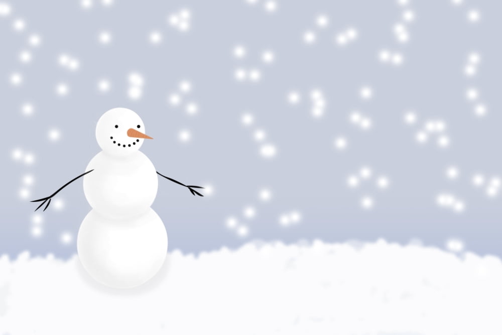 Snowman In Winter Canvas Art - Daniel Sicolo Design Pics (17 x 11)
