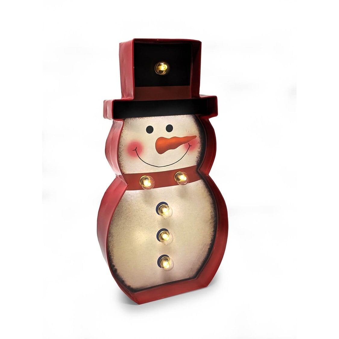 Festive Red and White LED Snowman Holiday Sign