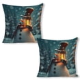 thumbnail image 1 of Snowman with Lantern Linen toss pillowcase Decoration pillowcase Gift preferred 20x20" Cushion cover 2 set Sofa pillowcase Sofa bedroom living room car, 1 of 4