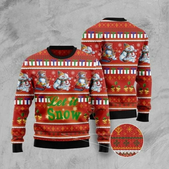 Snowman Let It Snow 3D Christmas Sweater, Funny Xmas Sweater, Sweater Xmas