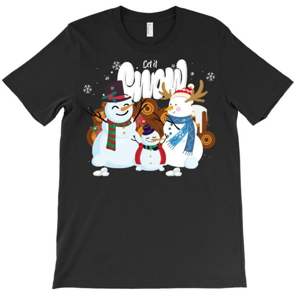 Snowman Let It Snow Funny Family Christmas Cute Snowman Holiday Graphic T-Shirt - Relaxed Look G8800, Up to 5XL