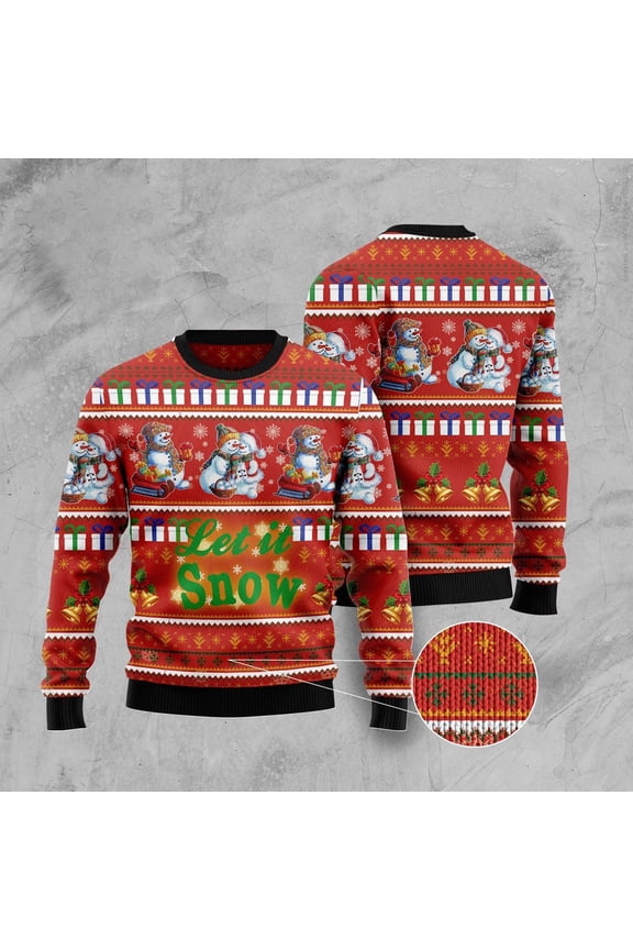 Snowman Let It Snow Ugly Christmas Sweater, Christmas Sweater, Ugly Sweater, Funny Xmas Sweaters