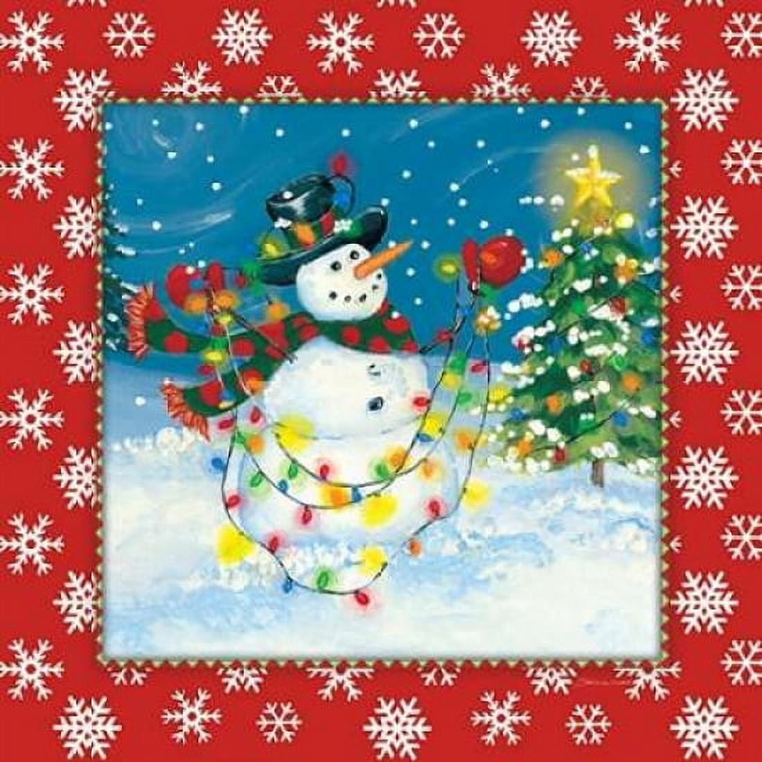 Snowman & Lights Canvas Art - Stephanie Marrott (24 x 24)