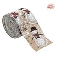 thumbnail image 1 of Snowman Linen Christmas Ribbon, 2.18 Yards x 2.48 Inches Wired Edge Decorative Ribbon for Bow Making, Gift Wrapping, Present Packaging, Xmas Tree, Wreath, Holiday Party, Crafts & Home Decor, 1 of 8