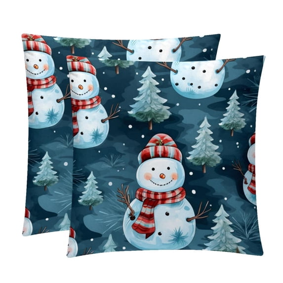 Snowman Luxurious Velvet Pillows Covers Set of 2 for Throw Pillow or Bed Pillow, Unique Patterns, 16x16 18x18 20x20 Inches,for Various Occasions