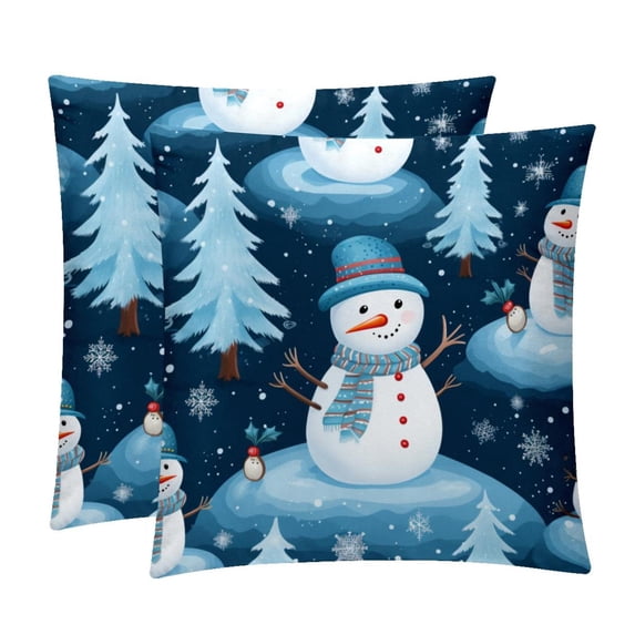 Snowman Luxurious Velvet Throw Pillow Inserts with Unique Patterns - Set of 2 Chair Pillow Covers - Available in 16x16, 18x18, 20x20 Inches for All Occasions