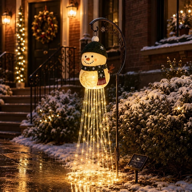 Snowman Magic Fountain - Flowing Snowflake LED Christmas Garden Light ...