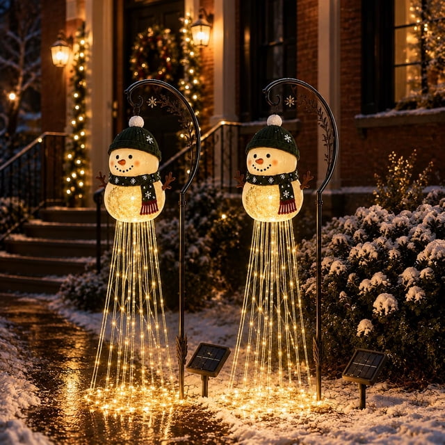 Snowman Magic Fountain - Flowing Snowflake LED Christmas Garden Light ...