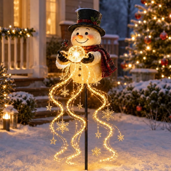 Snowman Magic Fountain-Flowing Snowflake LED Christmas Garden Light