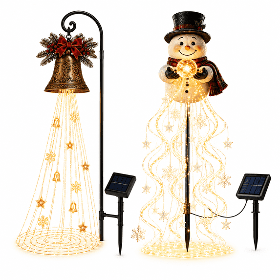 Snowman Magic Fountain Garden Light, Flowing Snowflake LED Christmas Decoration, Lighted Outdoor Snowman for Yard Lawn Porch & Holiday Garden Decor