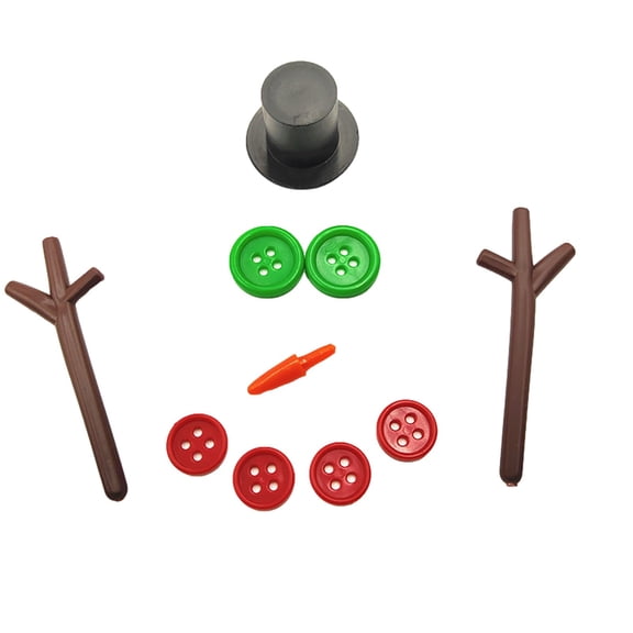 Snowman Making Kit with Assorted Buttons Hats and Noses for Winter Crafts and DIY Home Projects