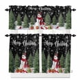 thumbnail image 1 of Snowman Merry Christmas Kitchen Curtains and Valances Set, Black Winter Socks Xmas Tree Rod Pocket Window Valance 18 Inch Window Curtain Panels for Living Room Bedroom Laundry, 27.5x36in, 3 Pieces, 1 of 7