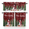 thumbnail image 1 of Snowman Merry Christmas Kitchen Curtains and Valances Set, Red Plaid Winter Socks Xmas Tree Rod Pocket Window Valance Window Curtain Panels for Living Room Bedroom Laundry, 27.5x36in, 3 Pieces, 1 of 7