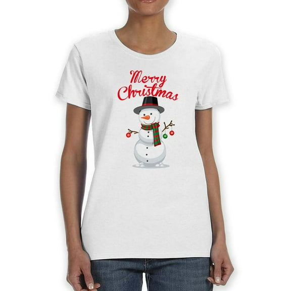 Snowman Merry Christmas T-Shirt Women -SPIdeals Designs, Female 4X-Large