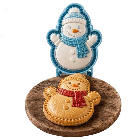 Snowman Mini Pie Mold - 1 Piece Reusable Embossed Hand Pie Maker for Holiday Baking