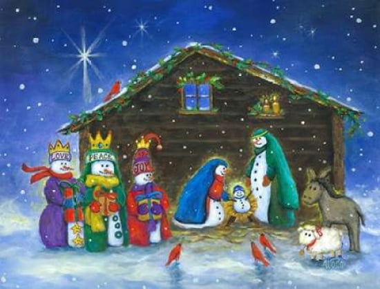 Snowman Nativity Canvas Art - Vickie Wade (22 x 28)