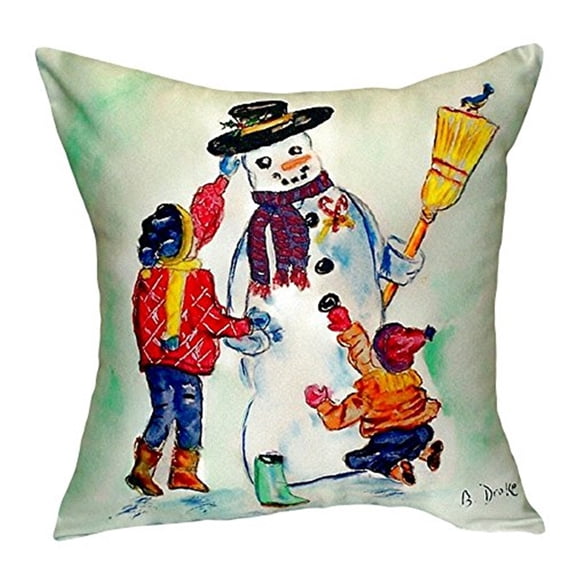 Betsy Drake Snowman No Cord Throw Pillow