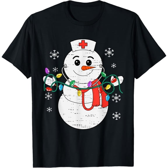 Snowman Nurse Stethoscope Scrub Top Women T-Shirt Tshirt All Size S-5XL