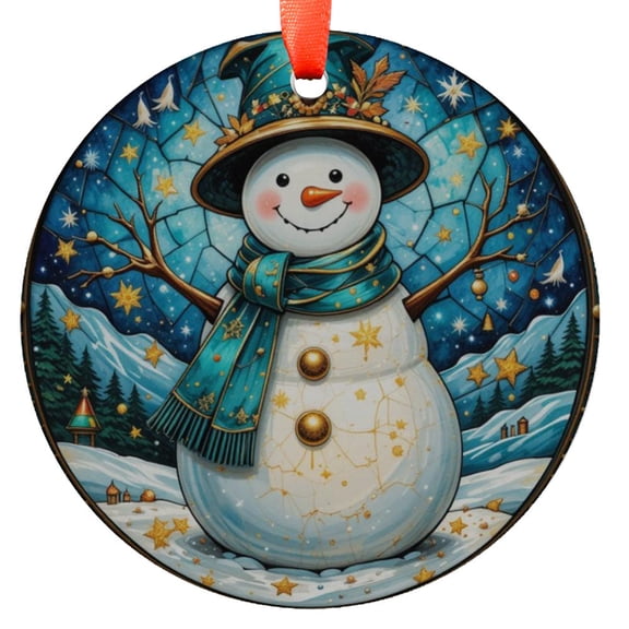 Snowman Ornament, Winter Holiday Decor, Christmas Tree Ornament, Festive Decoration, Snowman Art Ornament, Holiday Keepsake, Xmas Tree Hanging Decoration, Seasonal Gift Idea, Colle