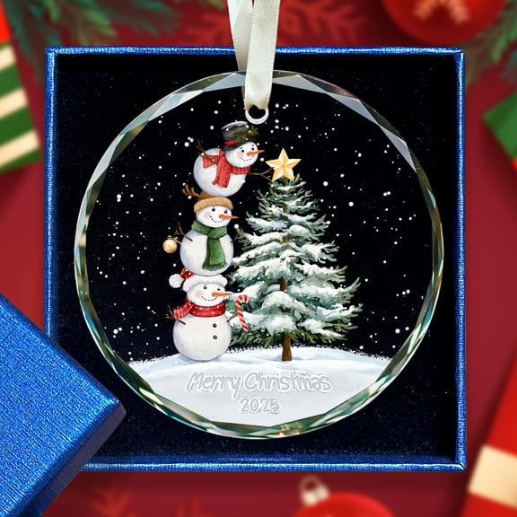 Snowman Ornaments - Snowman Christmas Ornament 2025 - Winter Holiday Ornaments for Christmas Tree - Gifts for Family, Mom, Dad, Sister, Friends - Glass Ornament 2025