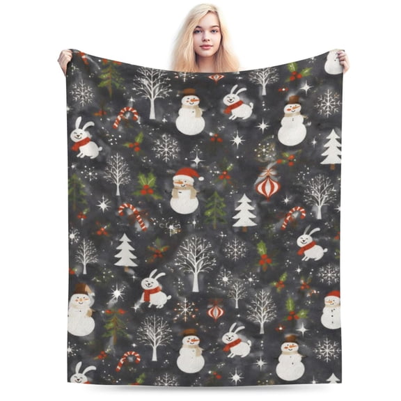 Snowman Pattern Blanket Christmas Winter Snowflake Throw Blanket Cozy Soft Home Decor Gift for Family Friends 50x40