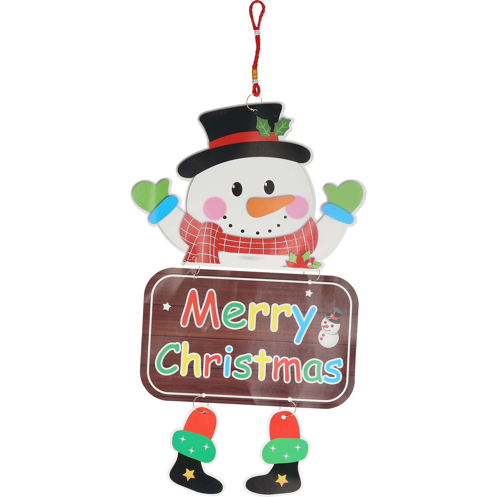 Snowman Pattern Christmas Door Sign Holiday Window Wall Hanging Sign