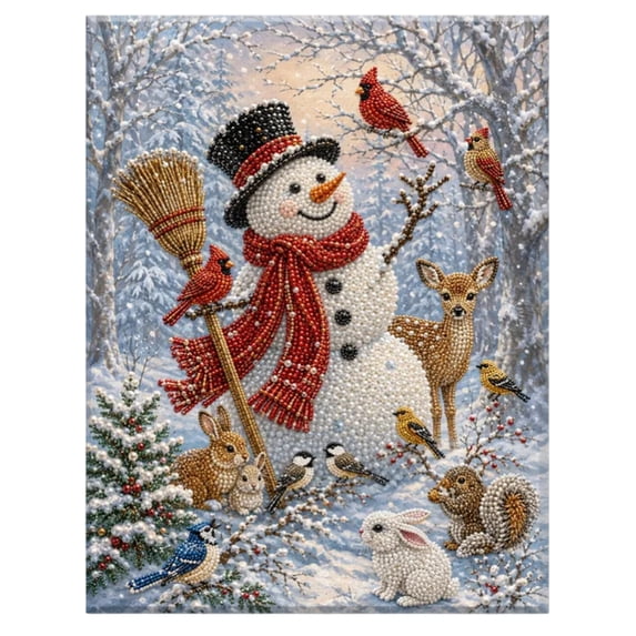 Snowman Pearl Diamond Painting Kit 12X8 in, Therapeutic Art Canvas, Holiday Christmas Gift & Kitchen Wall Decor for Women