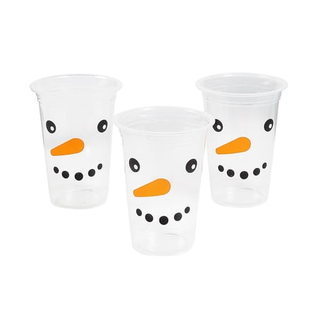 Snowman Plastic Cups, Party Supplies, Winter, 50 Pieces
