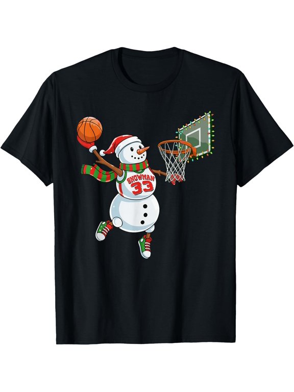 Snowman Playing Basketball Christmas Dunking T T-Shirt
