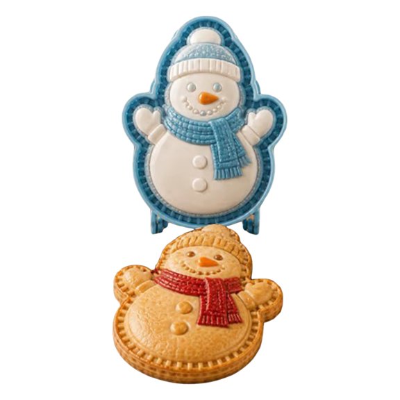 Snowman Pocket Pie Press Mold, Hand‑Held Dough Cutter and Presser for Fruit Pies, Turnovers, Christmas Holiday Baking Supplies