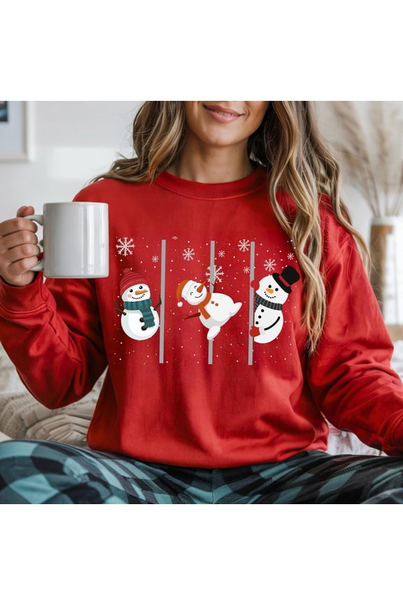 Snowman Pole Dance Shirt Christmas Pole Dancing Snowman Sweatshirt, Gift for Pole Dancer
