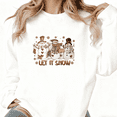 thumbnail image 1 of Snowman Print Sweatshirt Let It Snow Christmas Graphic Sweatshirt White S-3XL Tops, 1 of 4