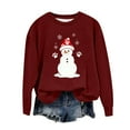 thumbnail image 1 of Snowman Print Sweatshirt for Women Casual Loose Crew Neck Long Sleeve Shirts Fashion Christmas Pullover Tops, 1 of 2