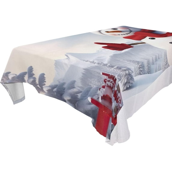 Snowman Rectangle Tablecloth Waterproof Polyester Table Clothative Stain Resistant & Wrinkle Resistant Washable Table Cover for Dining Table/Party/Camping 54x54 Inch Decor Gift