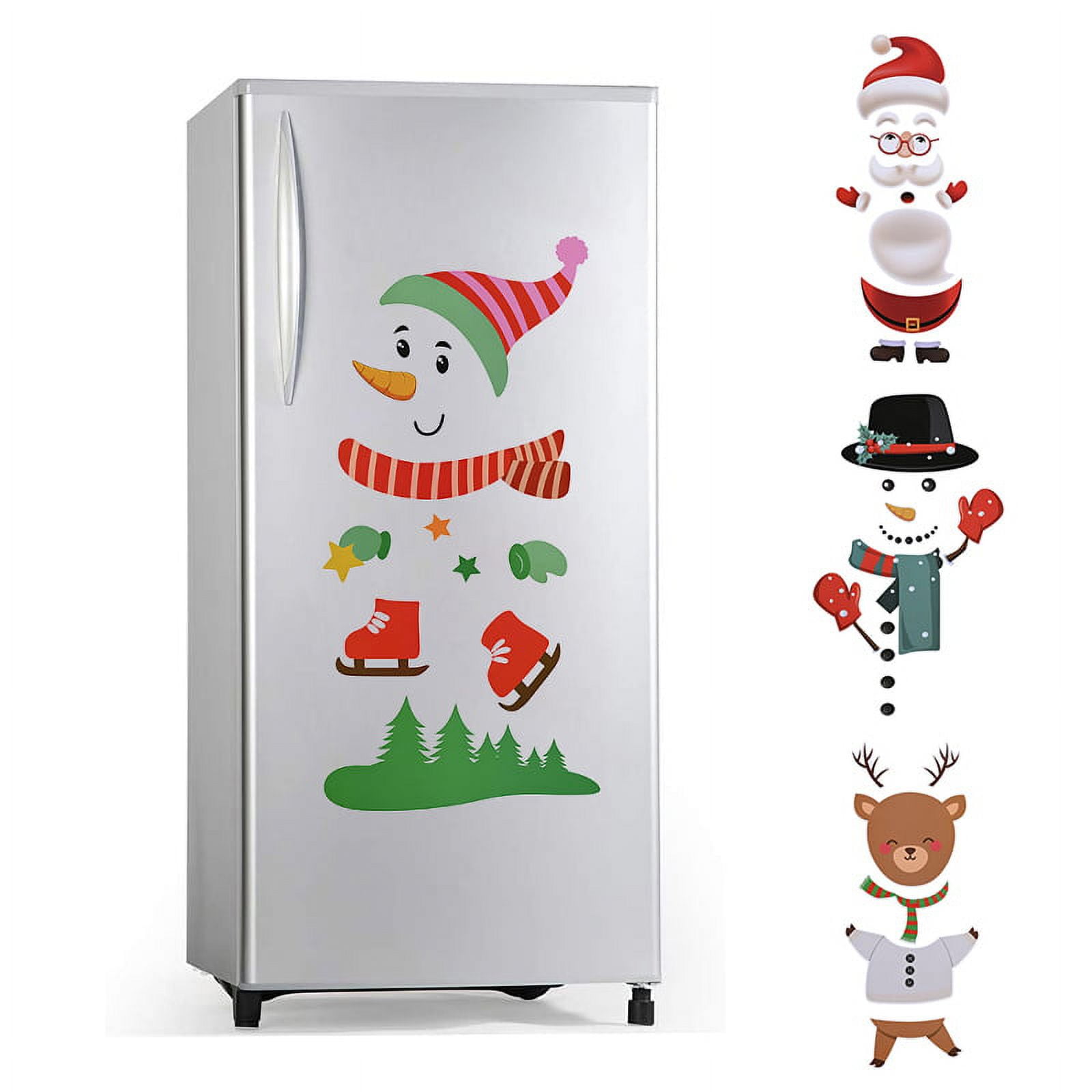 Snowman Refrigerator Set, Cute Funny Fridge Refrigerator Stickers Holiday