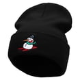 thumbnail image 1 of Snowman Riding Embroidered 12 Inch Long Knitted Beanie - Black OSFM, 1 of 5