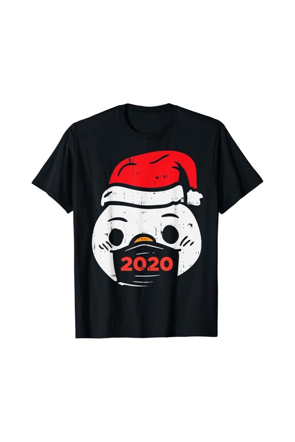 Snowman Santa Face Mask 2020 Christmas Quarantine Gift T-Shirt