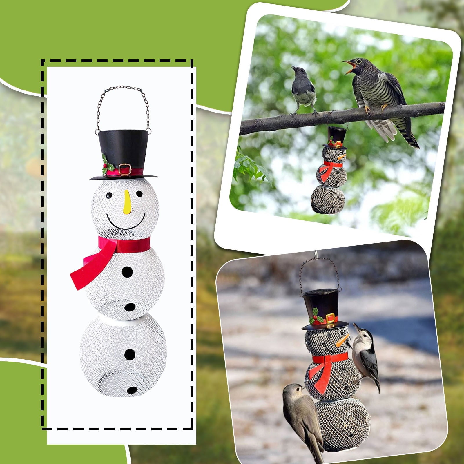 Snowman Seed Bird Feeder Hummingbird Metal Mesh Bird Feeder Garden