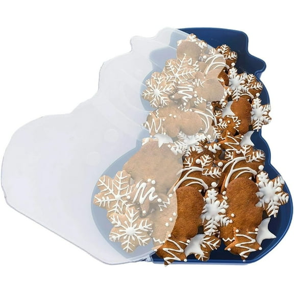 Snowman Shaped Platter, Plastic Christmas Dish Divided Appetizer Serving Tray Candy Nuts Snack Plates for Xmas Party Holiday Decoration