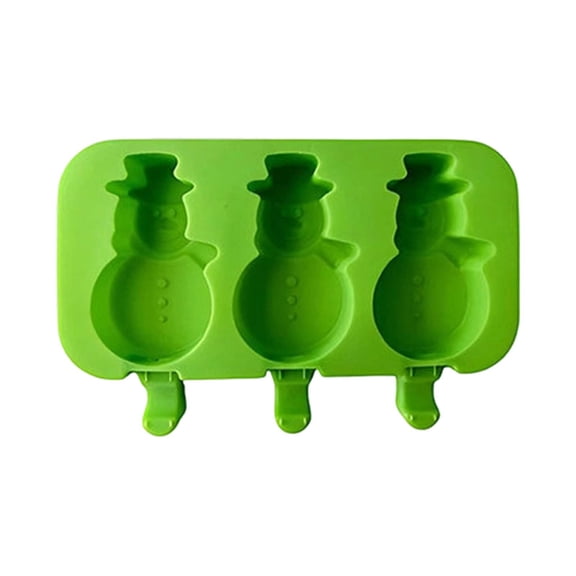 Snowman-Shaped Silicone Ice Tray Green with Easy Release for Homemade