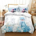 Snowman Snoeflakes Pattern Bedding Comforter Cover Set Snow Scenery
