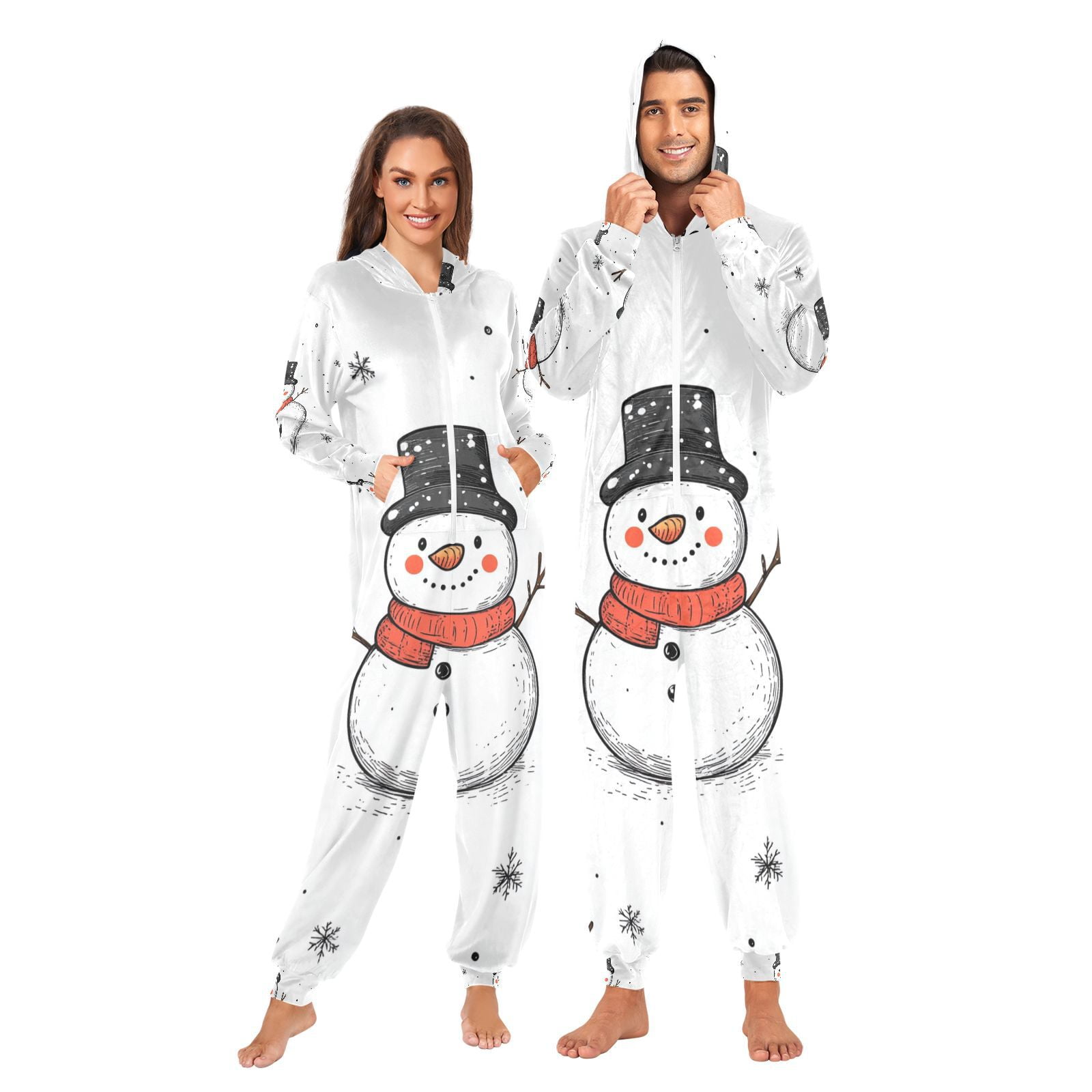 スノーマン Snowman Snow Adult Onesie Pajamas Slim Fit Christmas One Piece