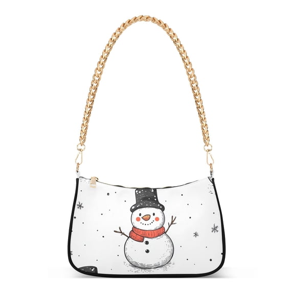 Snowman Snow Women Handbags Shoulder Bag Cross Body Bag with Crossbody Strap Hobo Bags Chain Strap