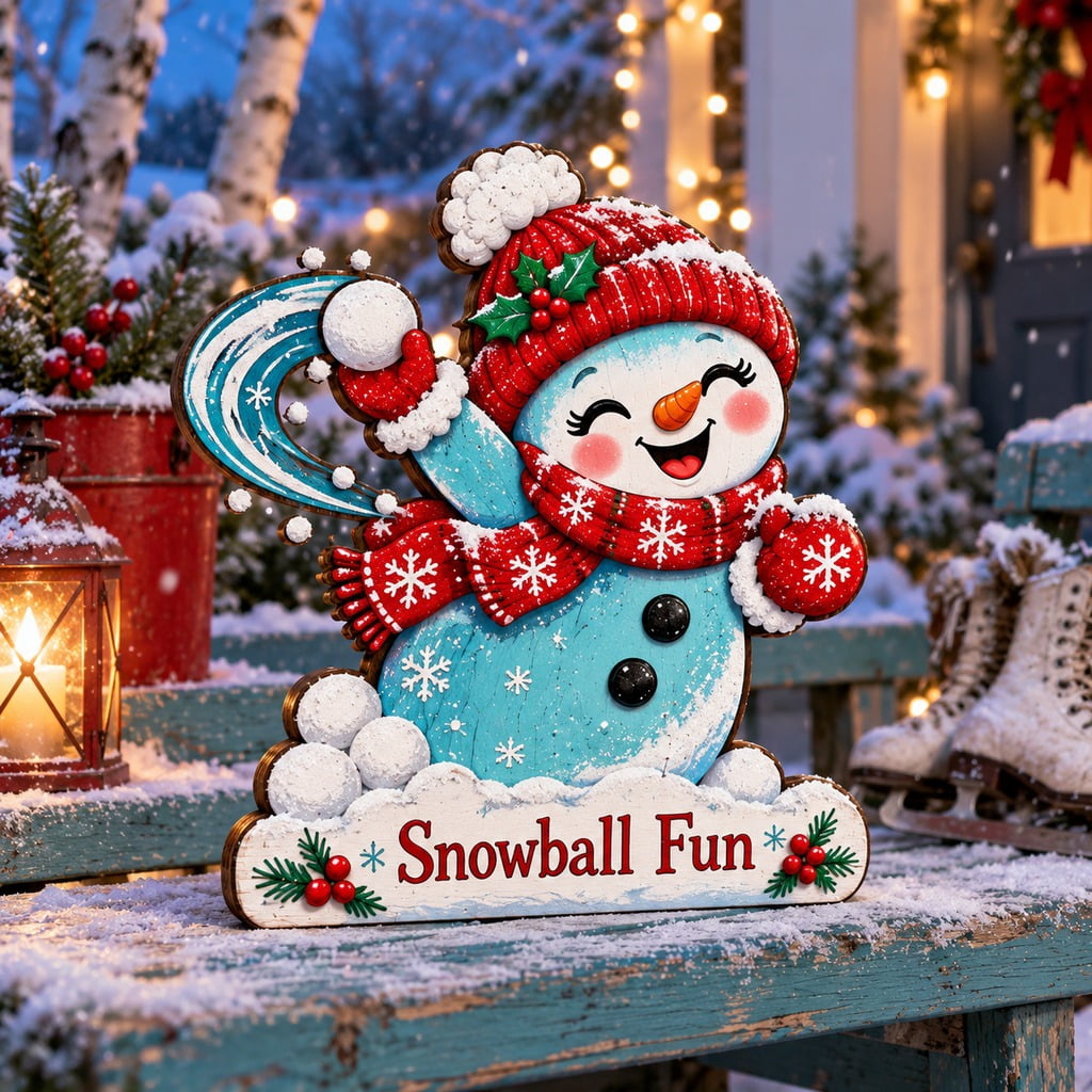 Snowman Snowball Fight Wooden Block 3 Layer Christmas Gift - Walmart.com