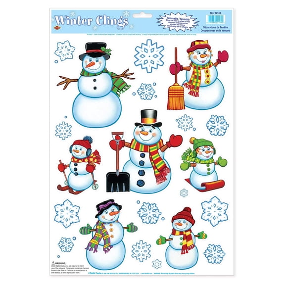 Snowman/Snowflake Clings Party Accessory (1 count) (16/Sh)