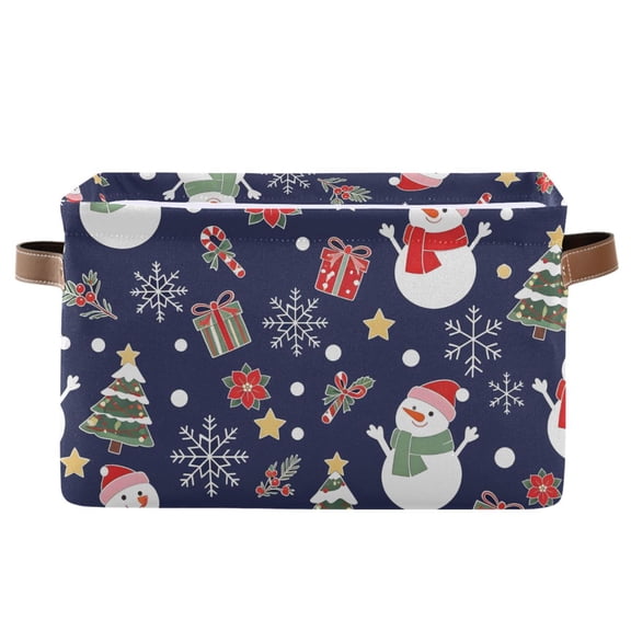 Snowman Snowflake Gift Christmas Tree Foldable Storage Large Fabric Storage Baskets Organizer Storage Bins with Handles for Home Office