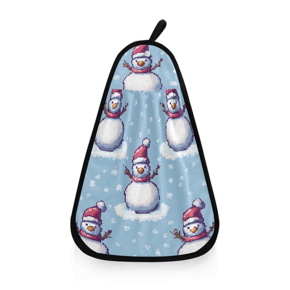 Snowman Snowflakes Pixel Style Hanging Towel Hand Towel with Hook Dish Cloth for Kitchen Bathroom