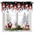 thumbnail image 1 of Snowman Snowflakes Tie Up Valances Curtain, Christmas Striped Scarf Hat Adjustable Rod Pocket Short Window Treatment Tie Up Curtains Valances for Kitchen Living Room Bathroom 60x18 Inches, 1 of 9