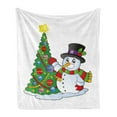 thumbnail image 1 of Snowman Soft Flannel Fleece Throw Blanket, Character near a Christmas Tree Celebration Holiday Winter Time, Cozy Plush for Indoor and Outdoor Use, 50" x 70", Multicolor, by Ambesonne, 1 of 5